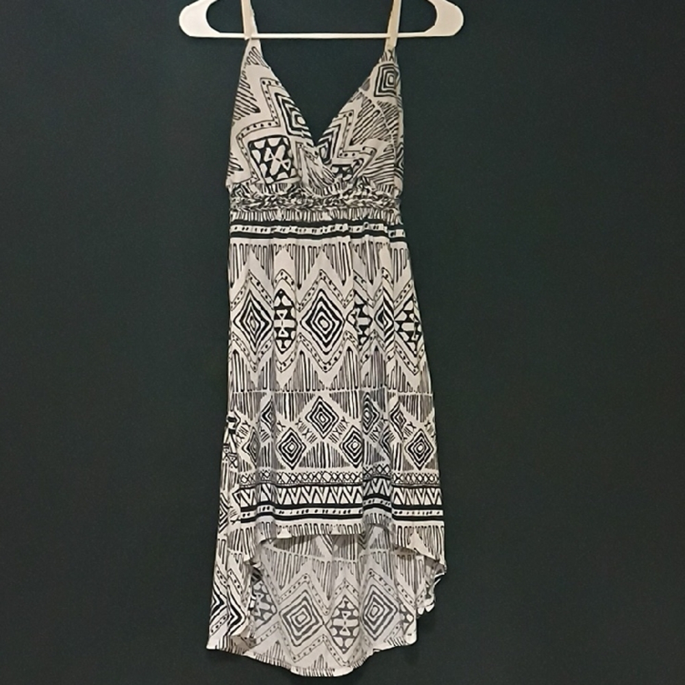Derek Heart Black & White Tribal High-Low Midi Dress